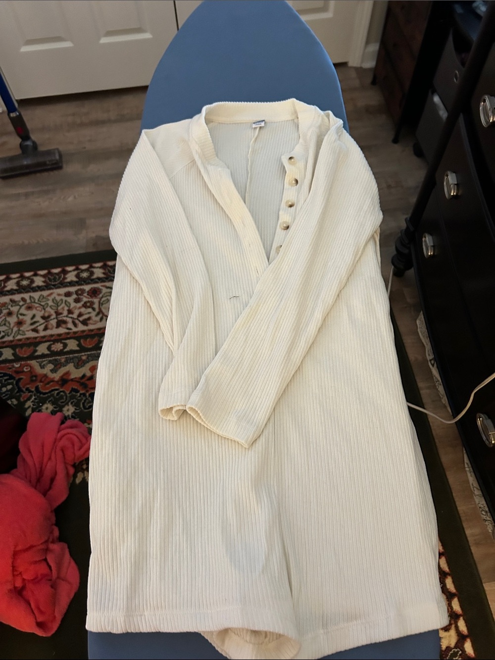 Old Navy Cream Ribbed Long-Sleeve Romper